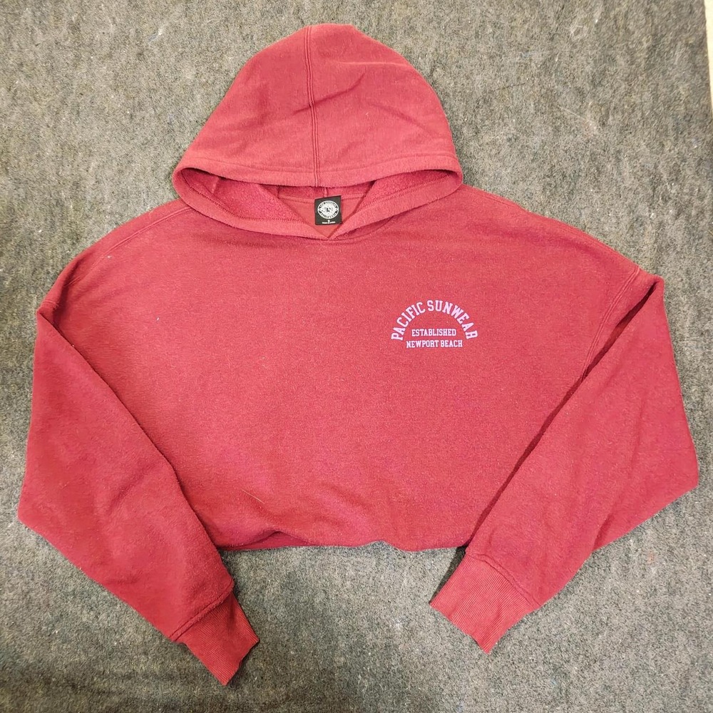 PacSun Pacific Sunwear Newport Beach Red Cropped Hoodie Womens Small